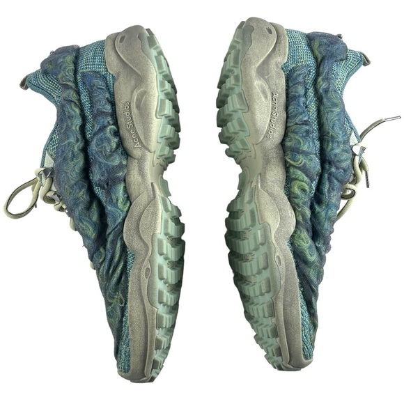 ACNE STUDIOS BUBBA CN255 BUBBLE KNIT BLUE GREEN LACE UP SNEAKER TENNIS SHOE - Picture 8 of 16